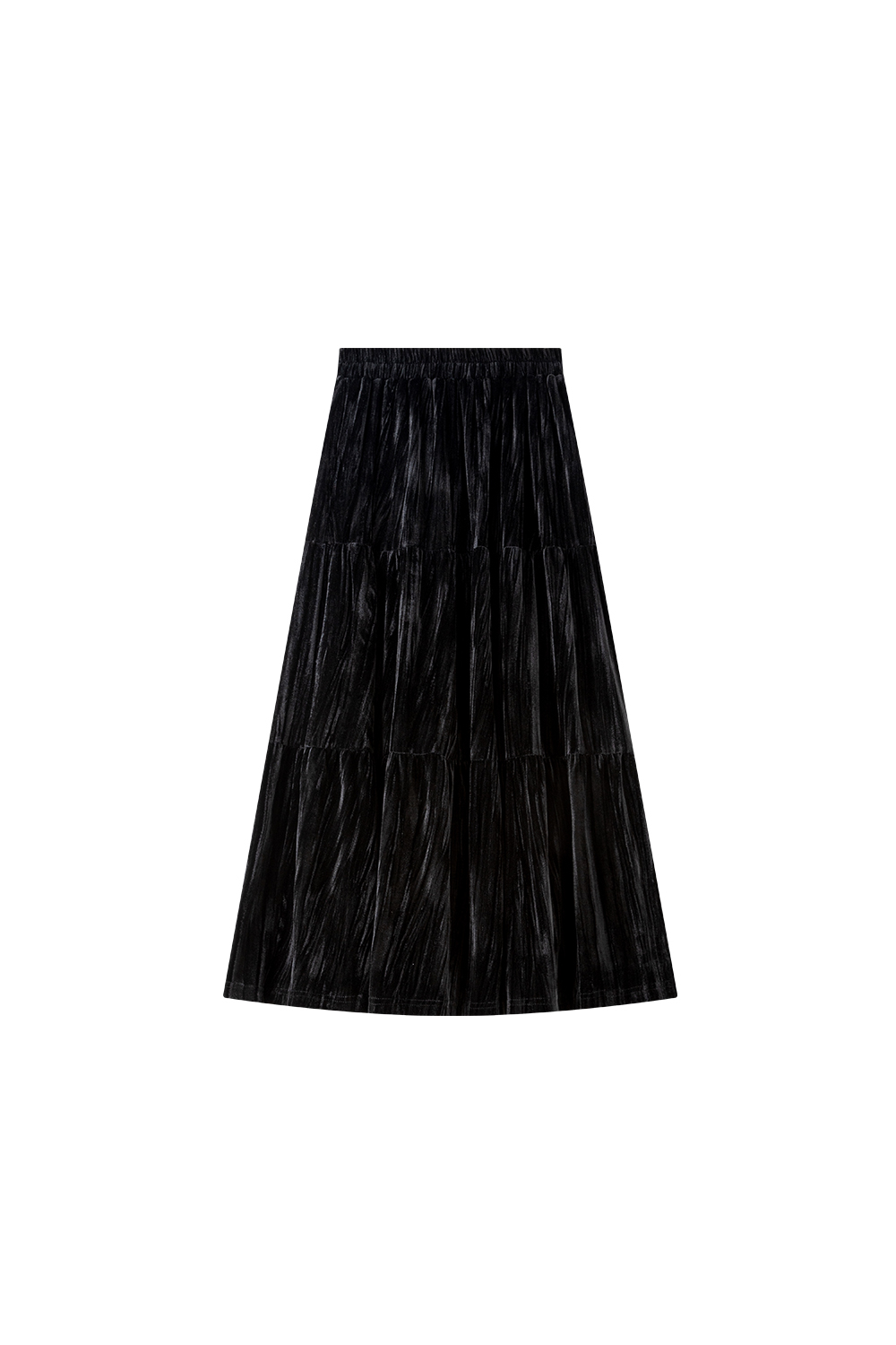 Black Multi-Layer Split Velvet Loose Large Hem Skirt-VIMLYSTORE