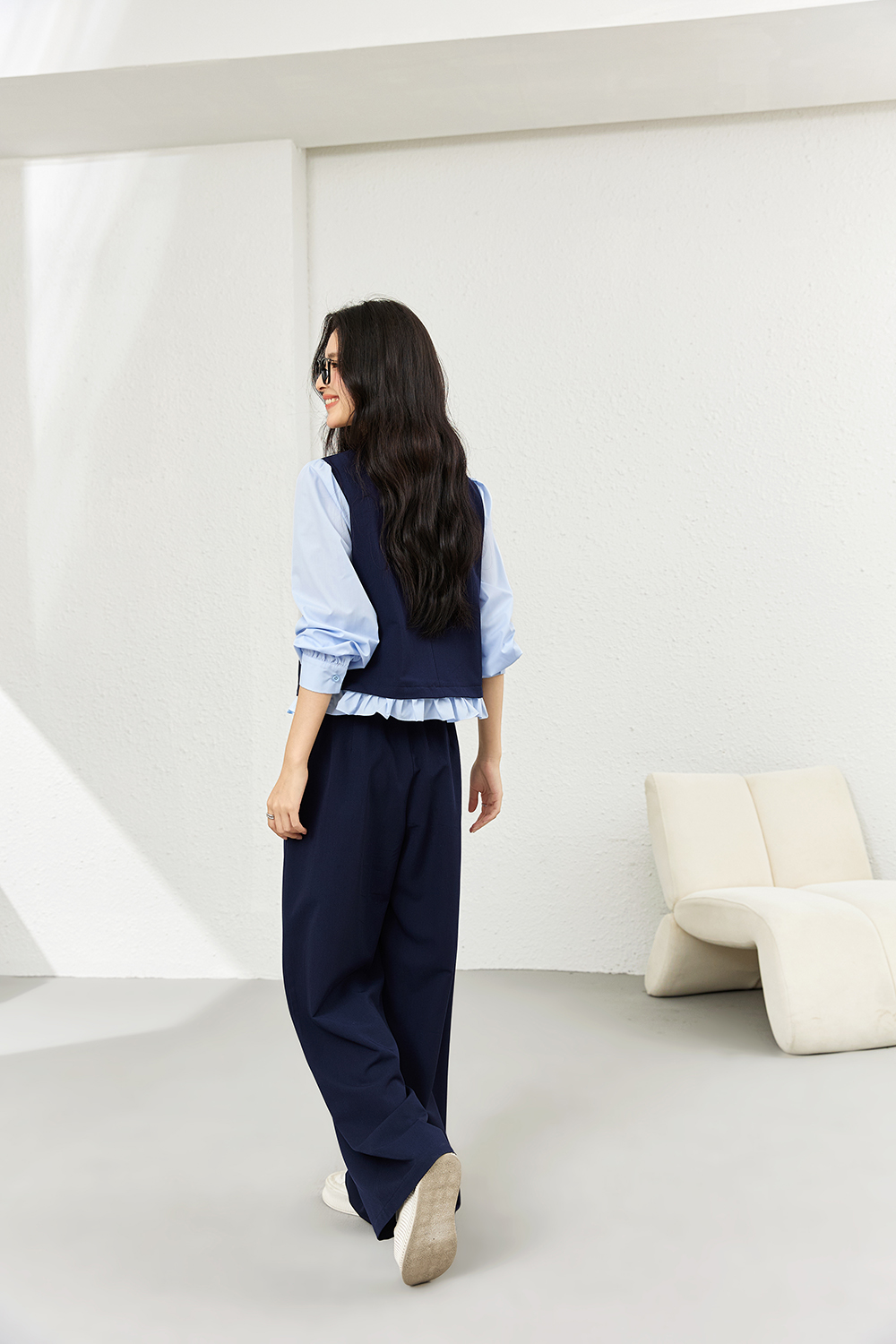 Color-Block Twin-Set with Palazzo Pants-VIMLYSTORE