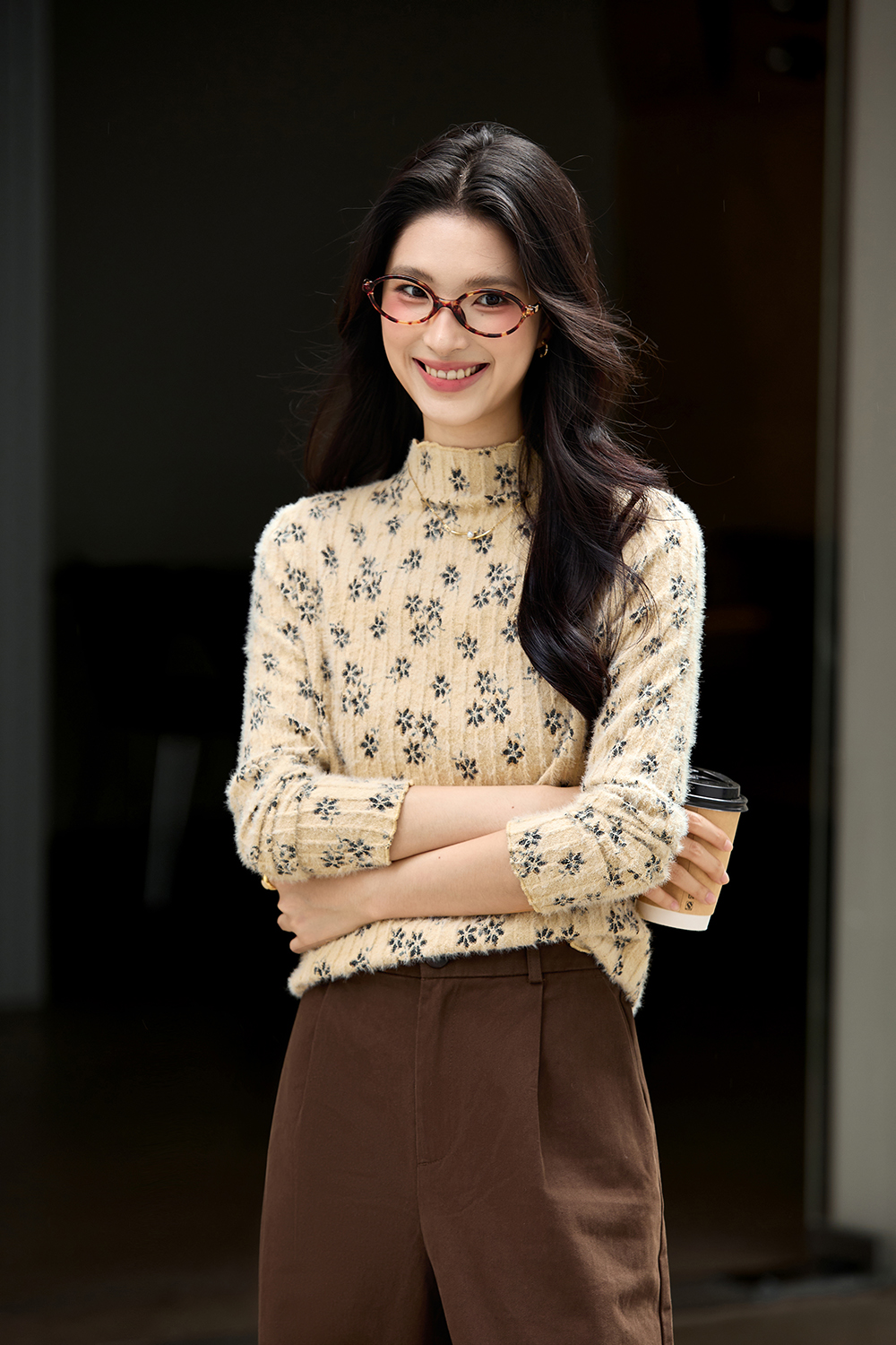 Lace-patterned suede base layer shirt-VIMLYSTORE