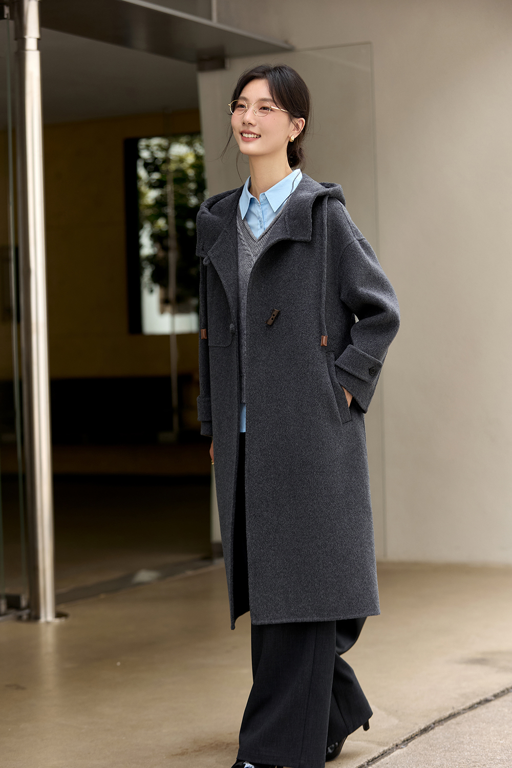 Reversible Hooded Woolen Overcoat-VIMLYSTORE