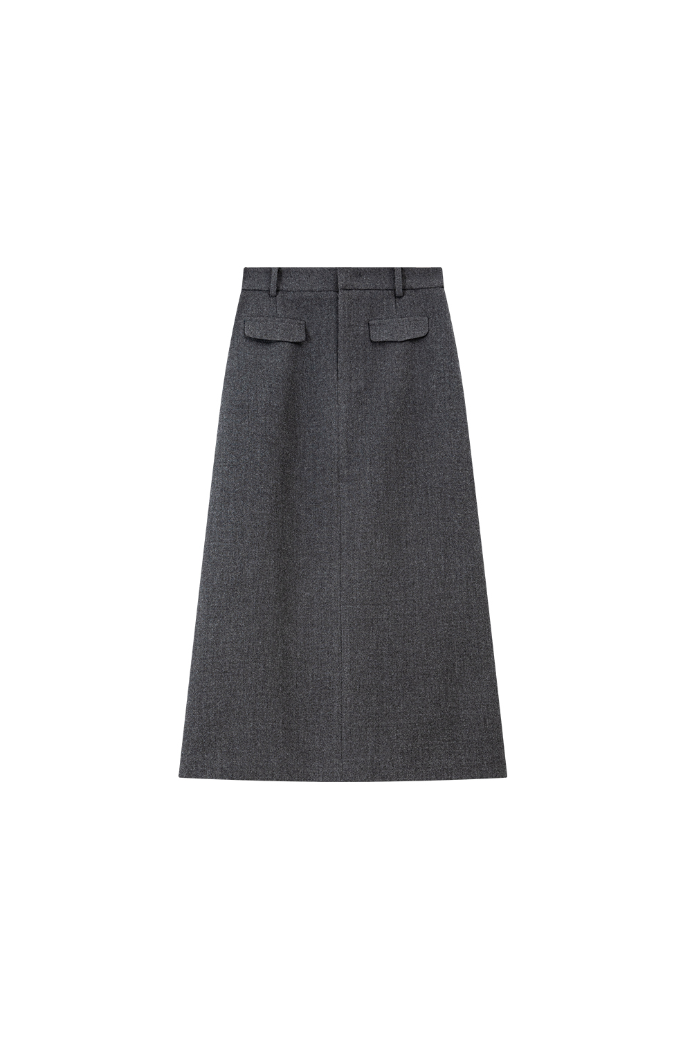 Grey Straight-Cut Midi Skirt