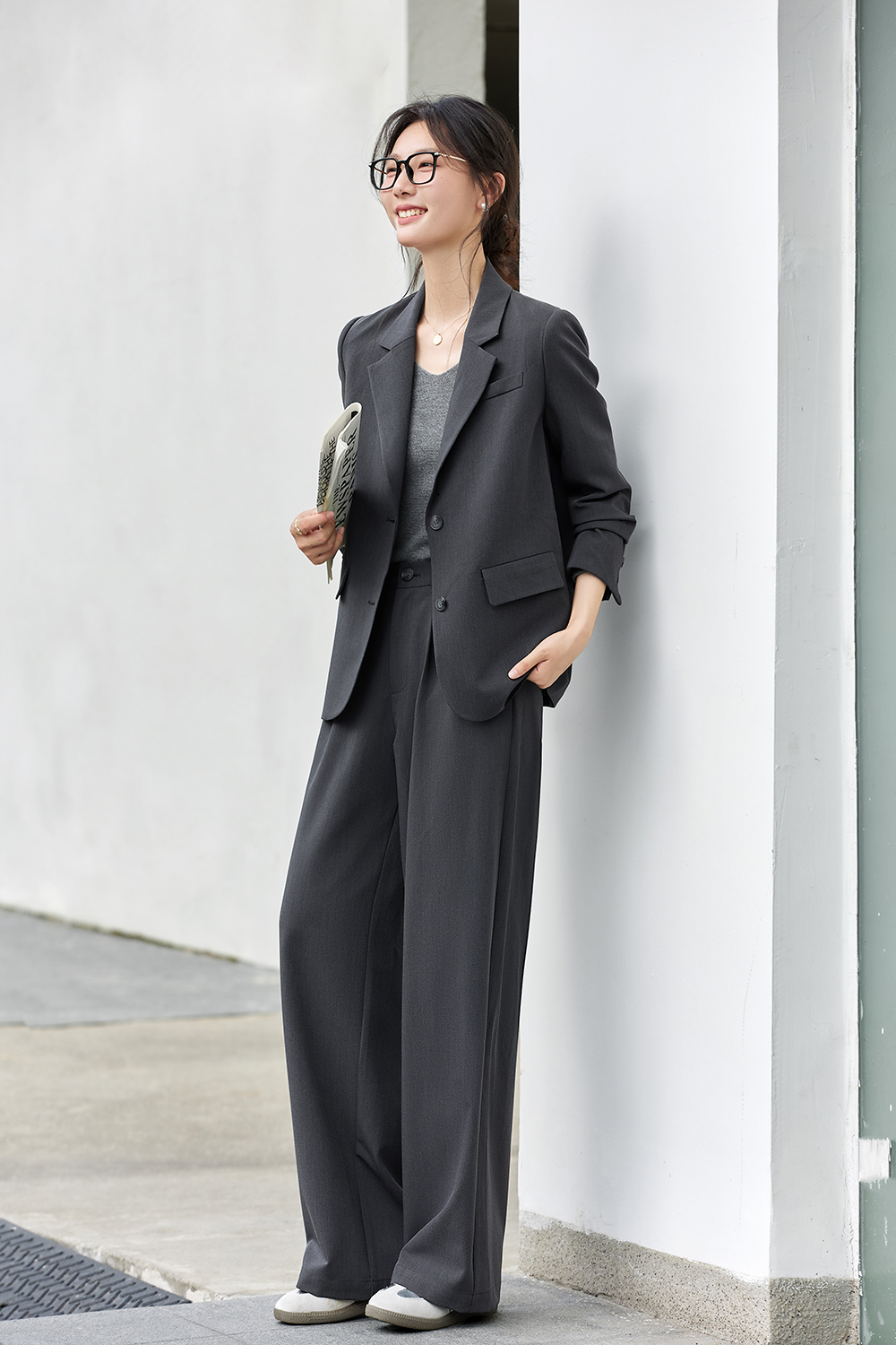 High-grade gray commuter Western-style clothes and pants-VIMLYSTORE