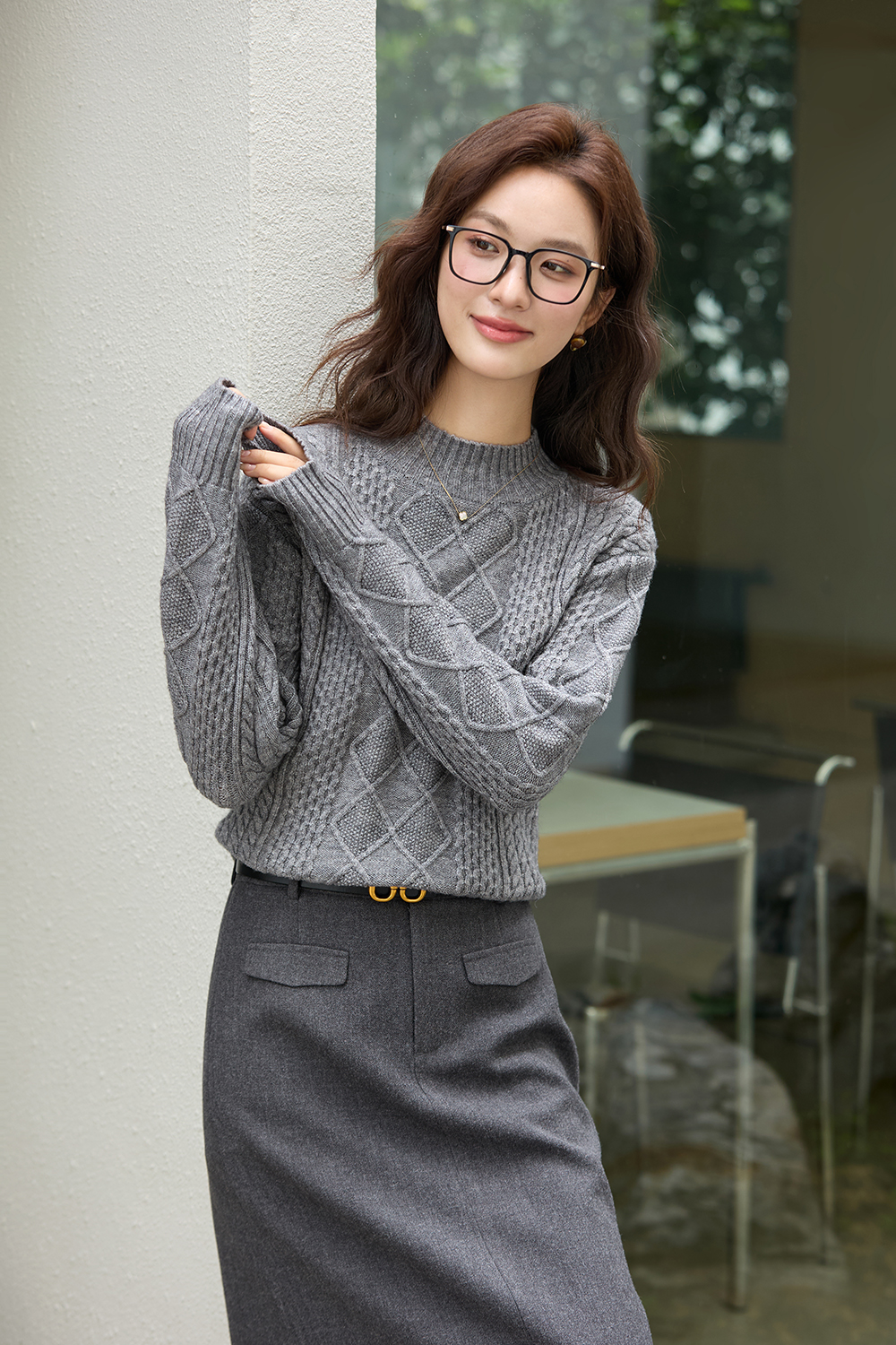 Argyle Mock-Neck Sweater