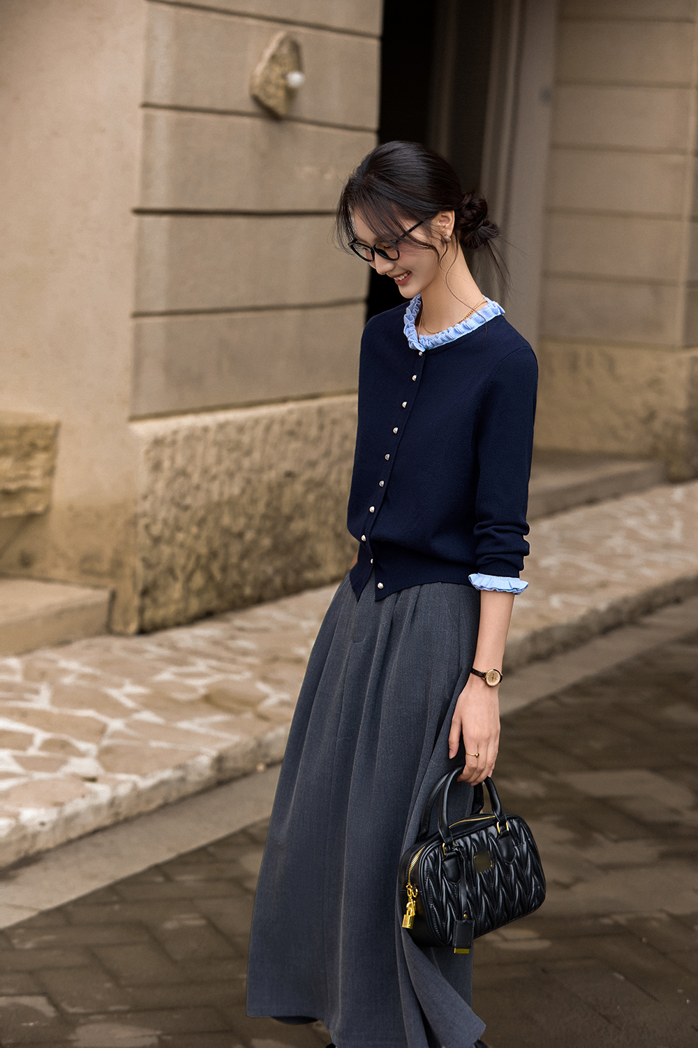 Ruffle Round Neck Sweater