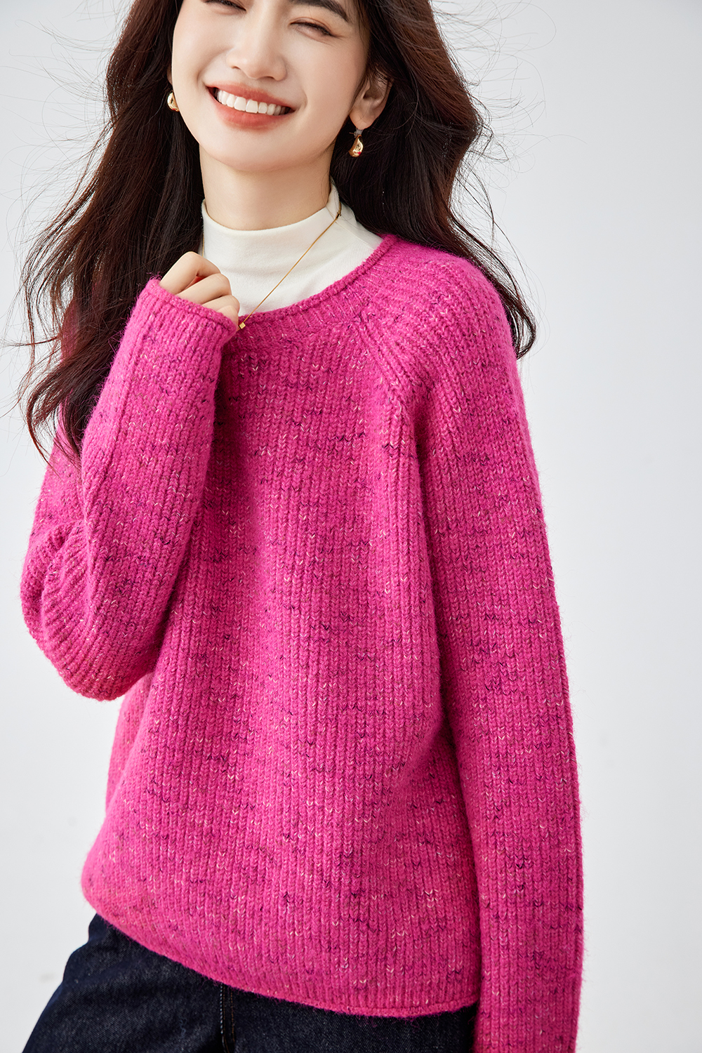 Red Slouchy Crewneck Sweater (Women's)