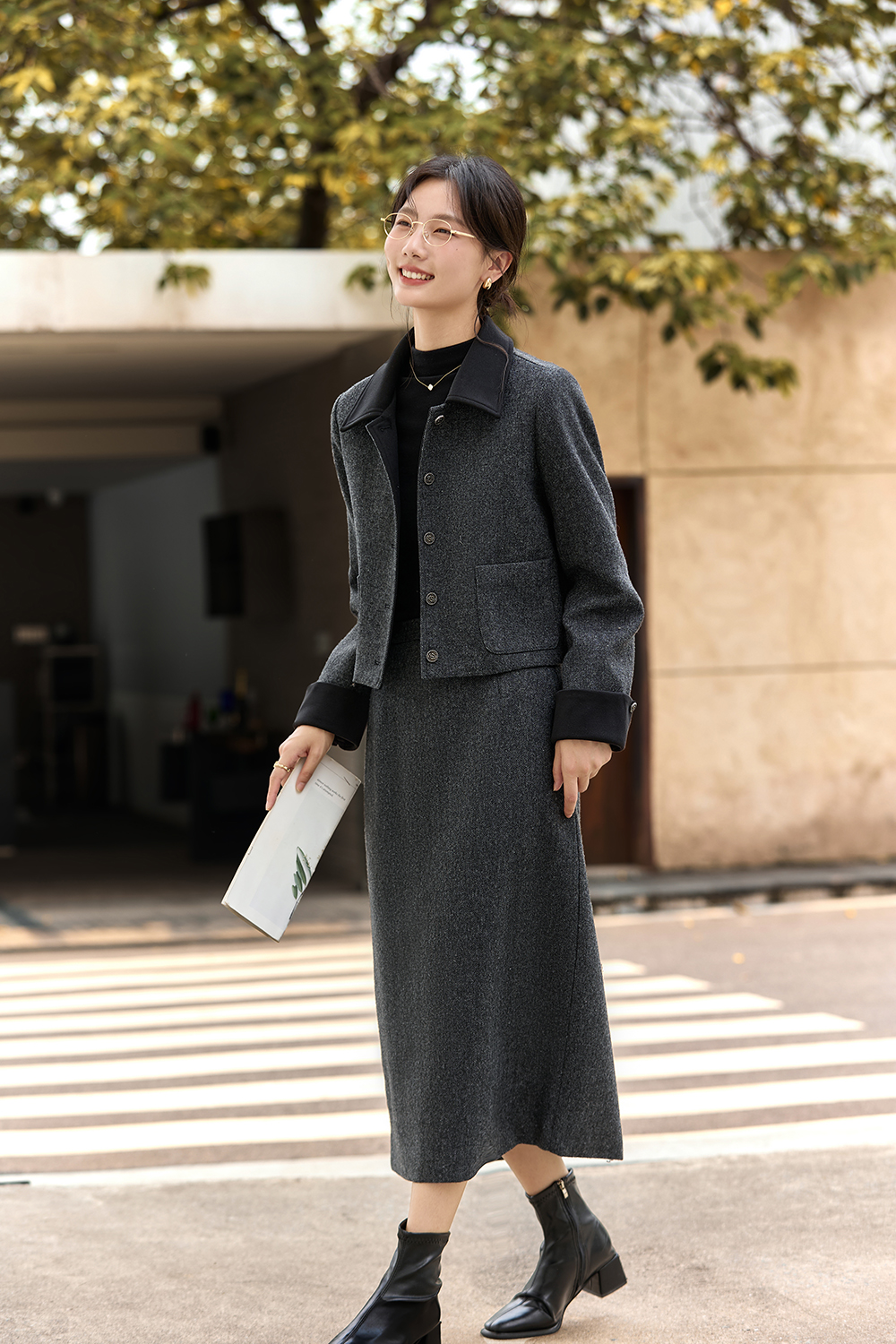 Gray Knitted & Woolen Set