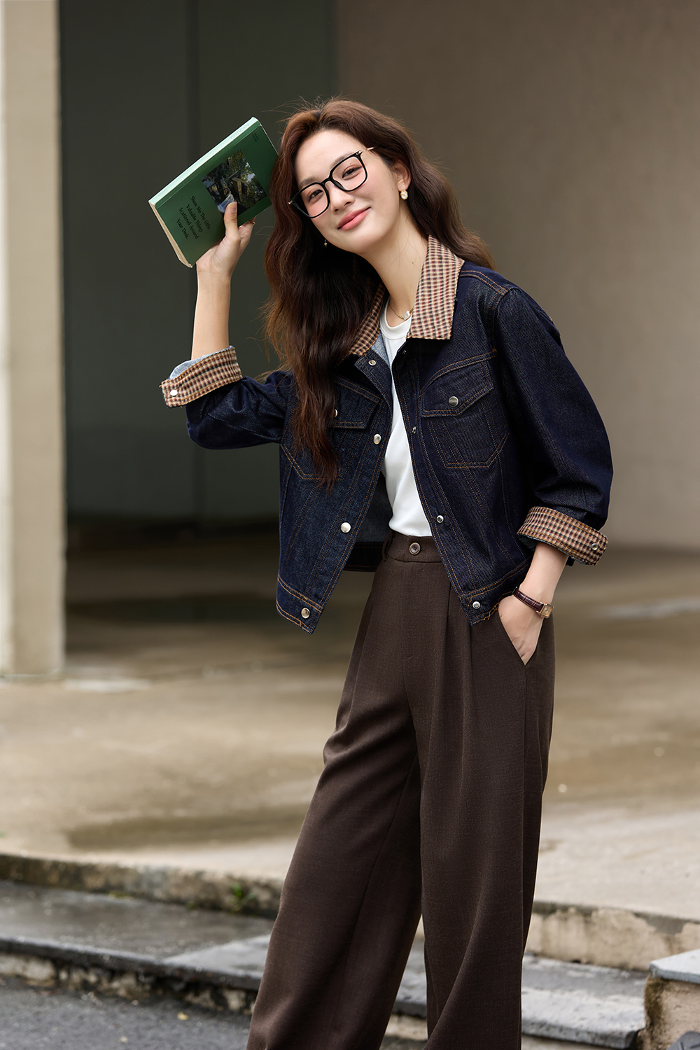 Retro Lapel Washed Denim Jacket