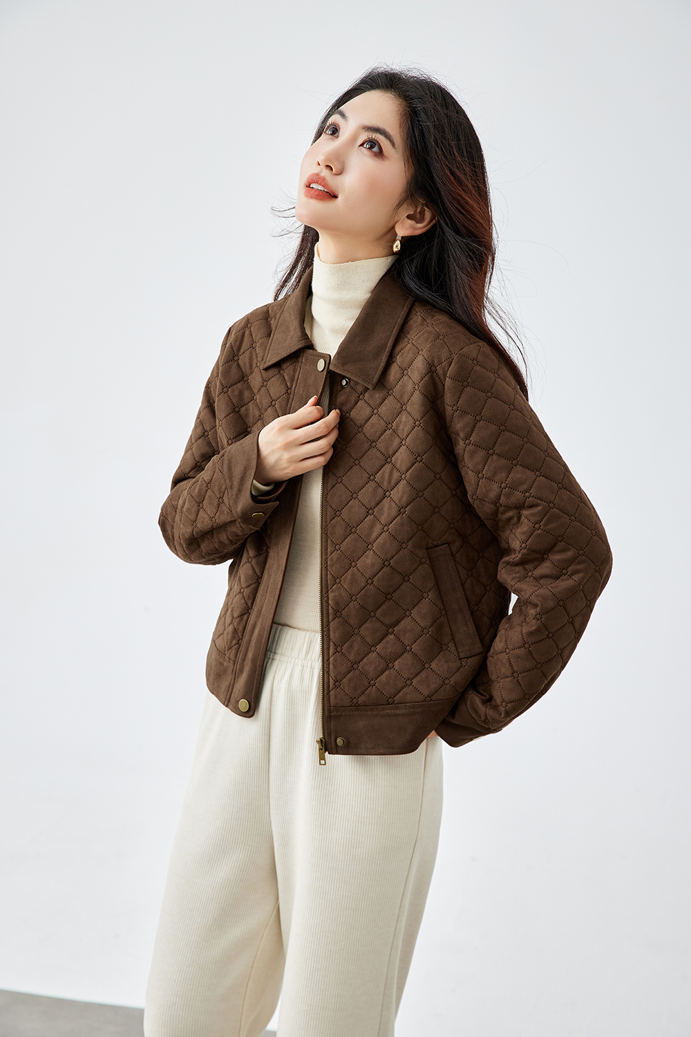 Diamond-Quilted Short Jacket