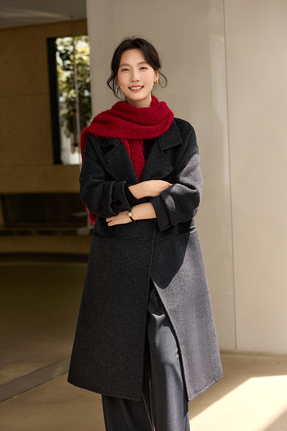 Warm Stand-Collar Long Overcoat