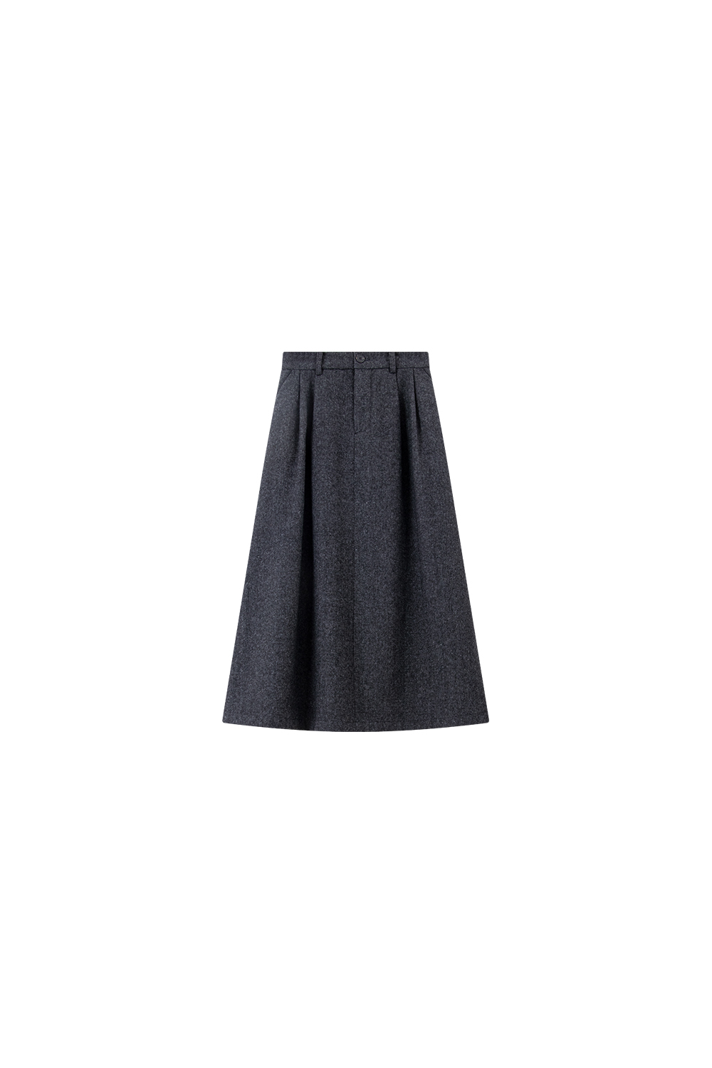 Flecked Gray Woolen Midi Skirt