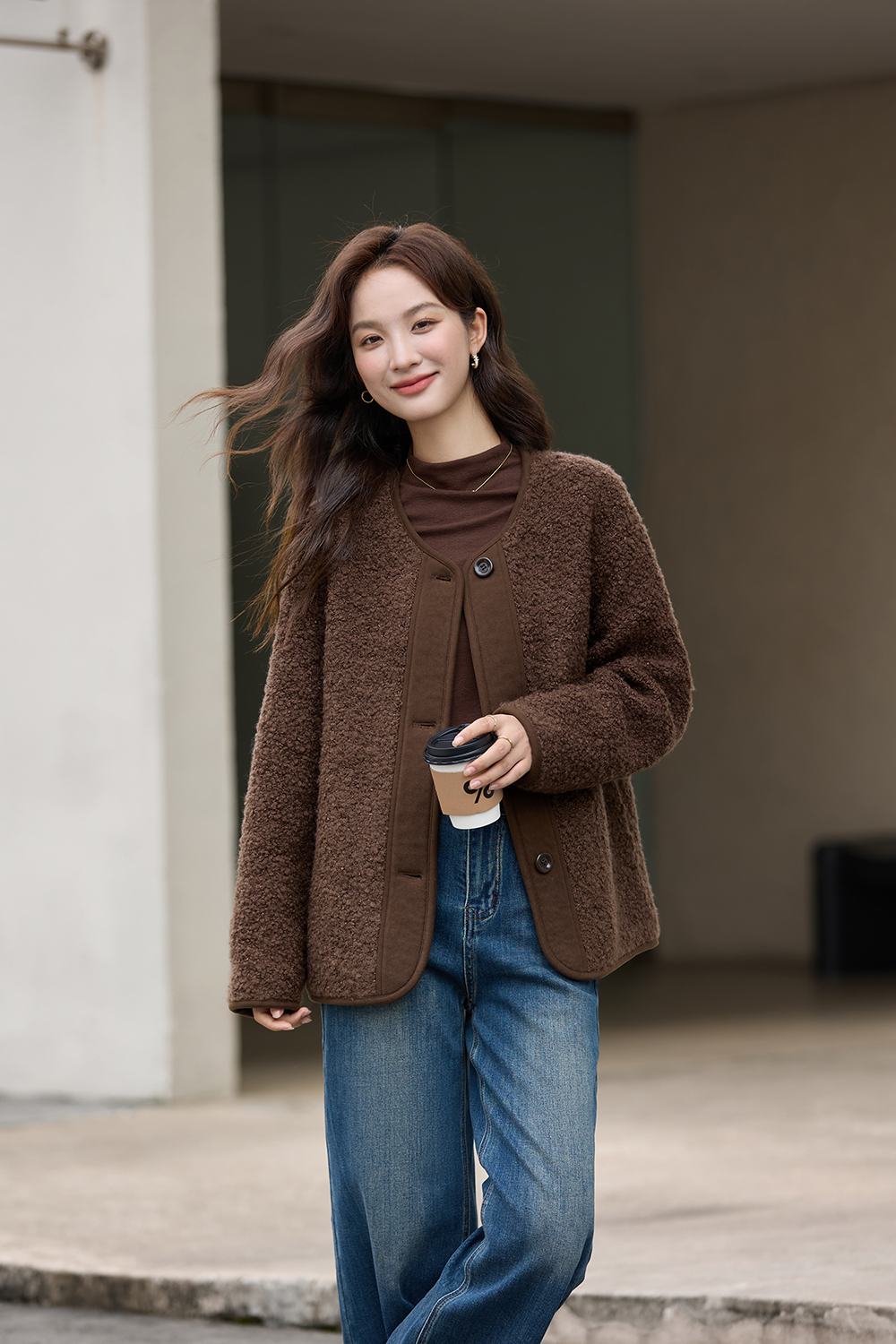 Coffee Brown Wool Blend Coat