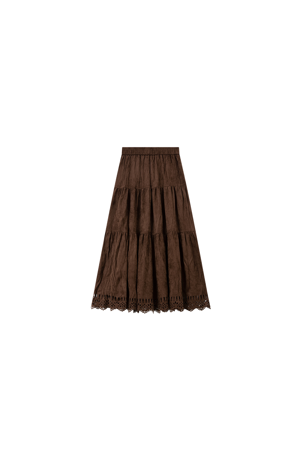 Frosted Velvet Lace Trim Midi Skirt