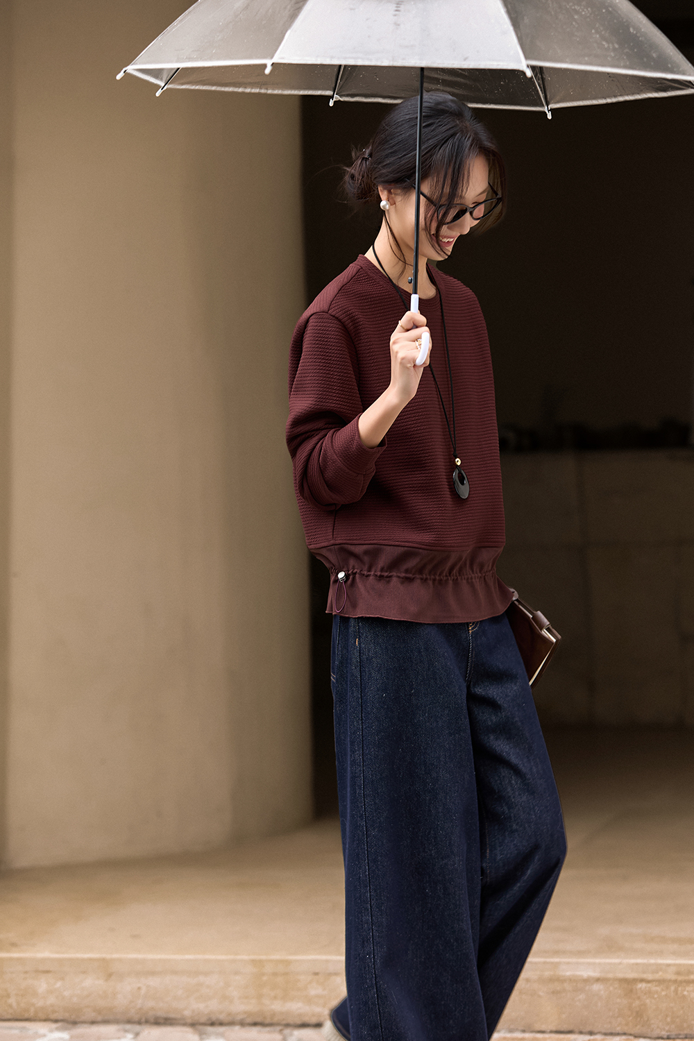 Drawstring Patchwork Casual Sweatshirt