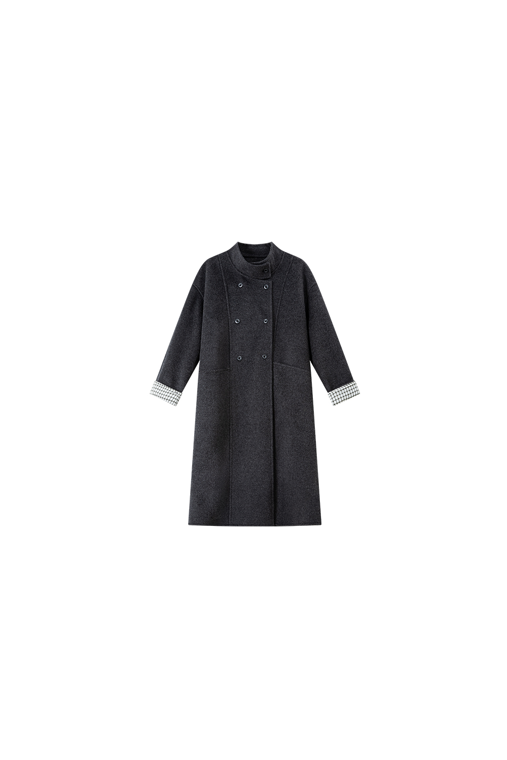 Stand-up Collar Double-faced Wool Coat