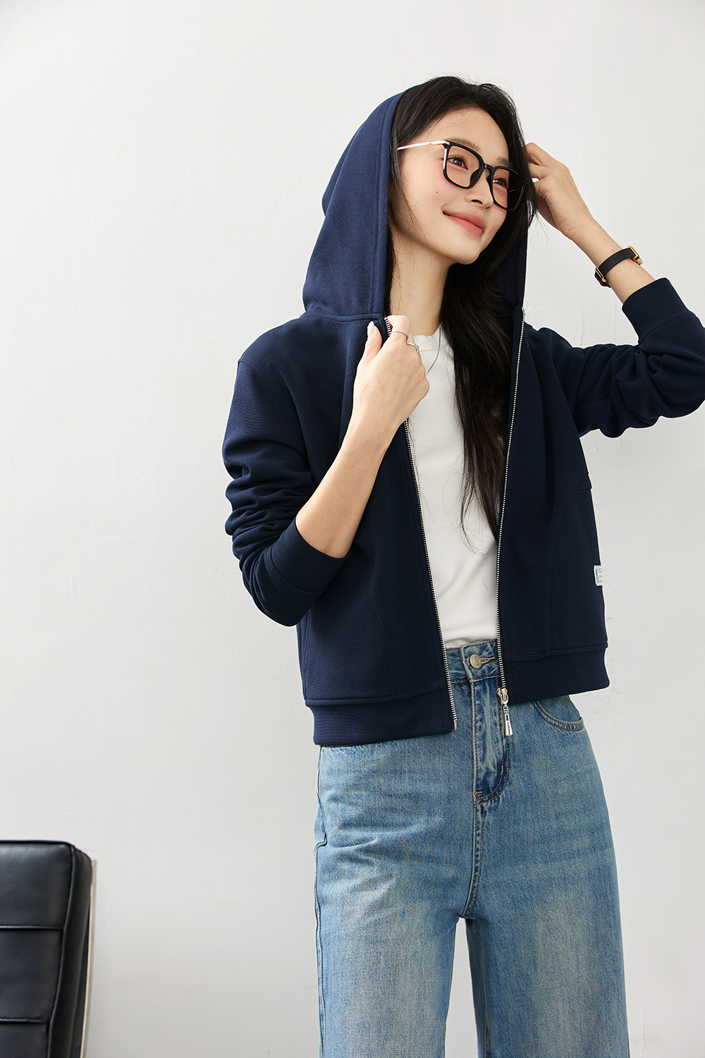 Zip-Front Hooded Cardigan Jacket-VIMLYSTORE