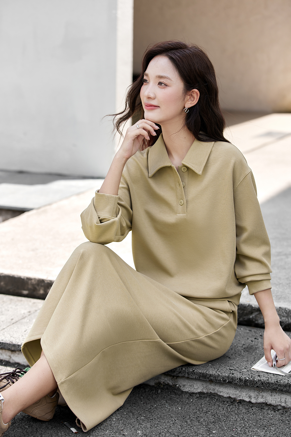 Oversized Shirt & Skirt Loungewear Set-VIMLYSTORE