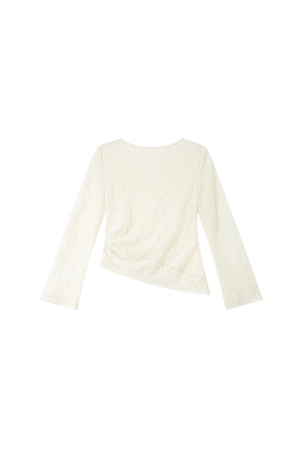 Lace-Trimmed Boatneck Top with Smocked Waist-VIMLYSTORE