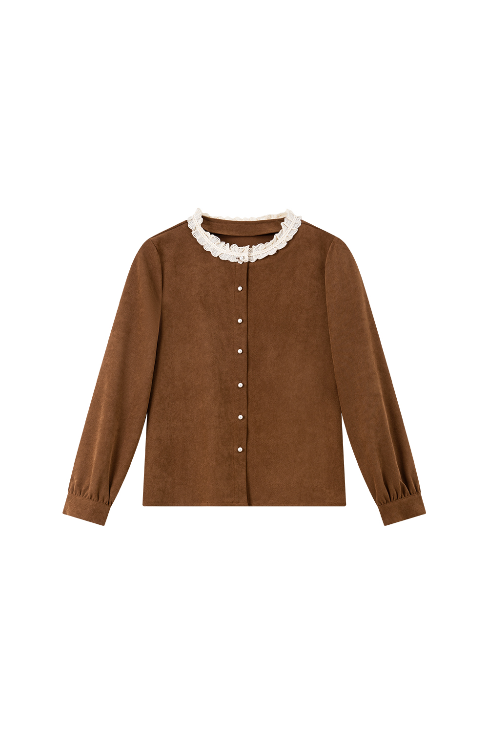 Corduroy Shirt with Lace Trim-VIMLYSTORE