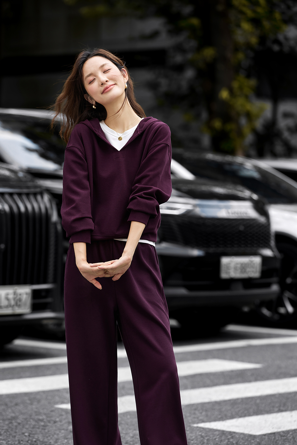 Hooded Sweatshirt Wide-Leg Pants Knit Set-VIMLYSTORE