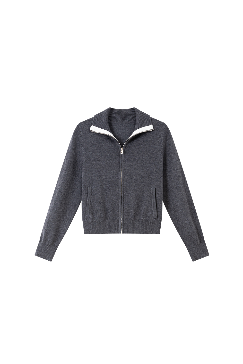 Color Block Zipper Lapel Knit Set-VIMLYSTORE