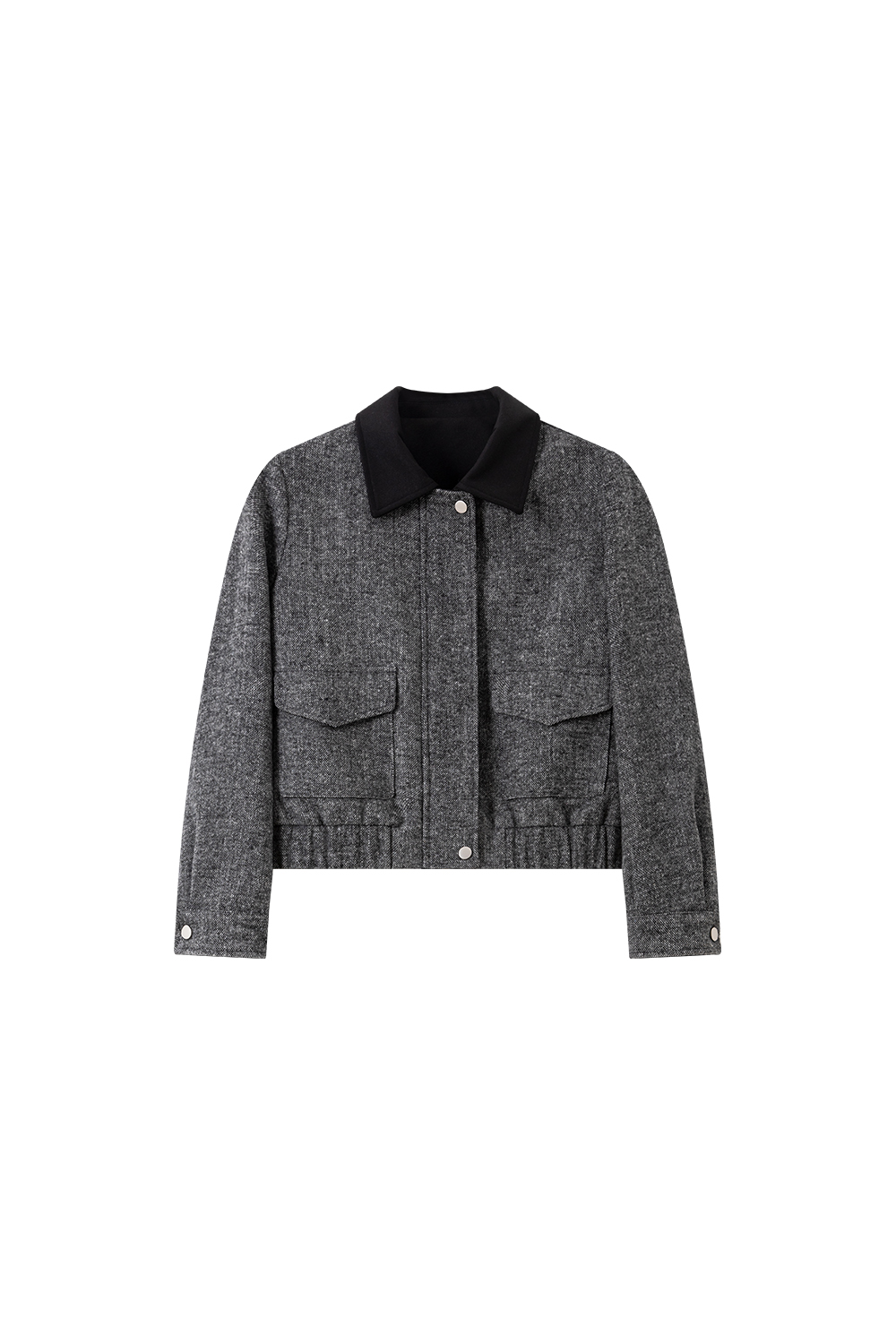 Vintage Gray Flecked Wool-Blend Coat-VIMLYSTORE