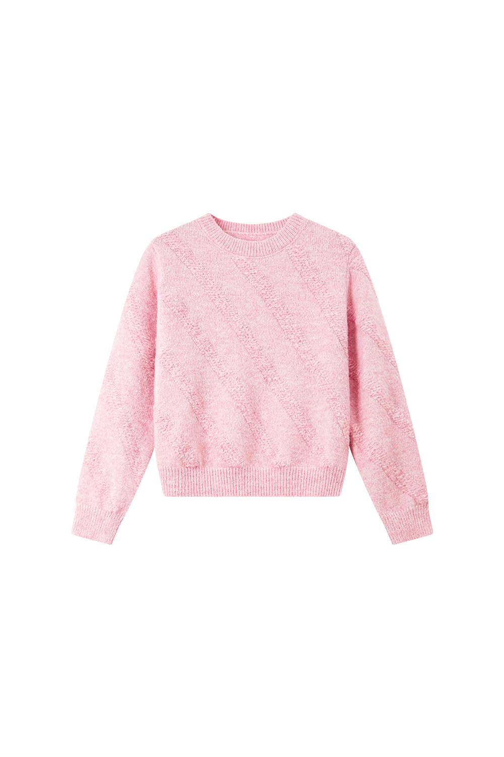 Soft Round Neck Textured Knit Sweater-VIMLYSTORE