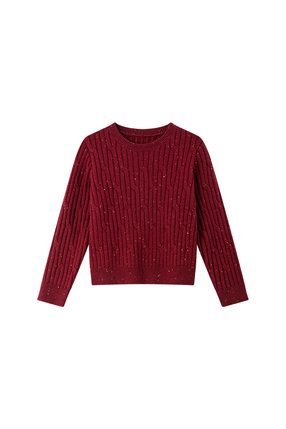 Red Cable-Knit Warm Sweater-VIMLYSTORE