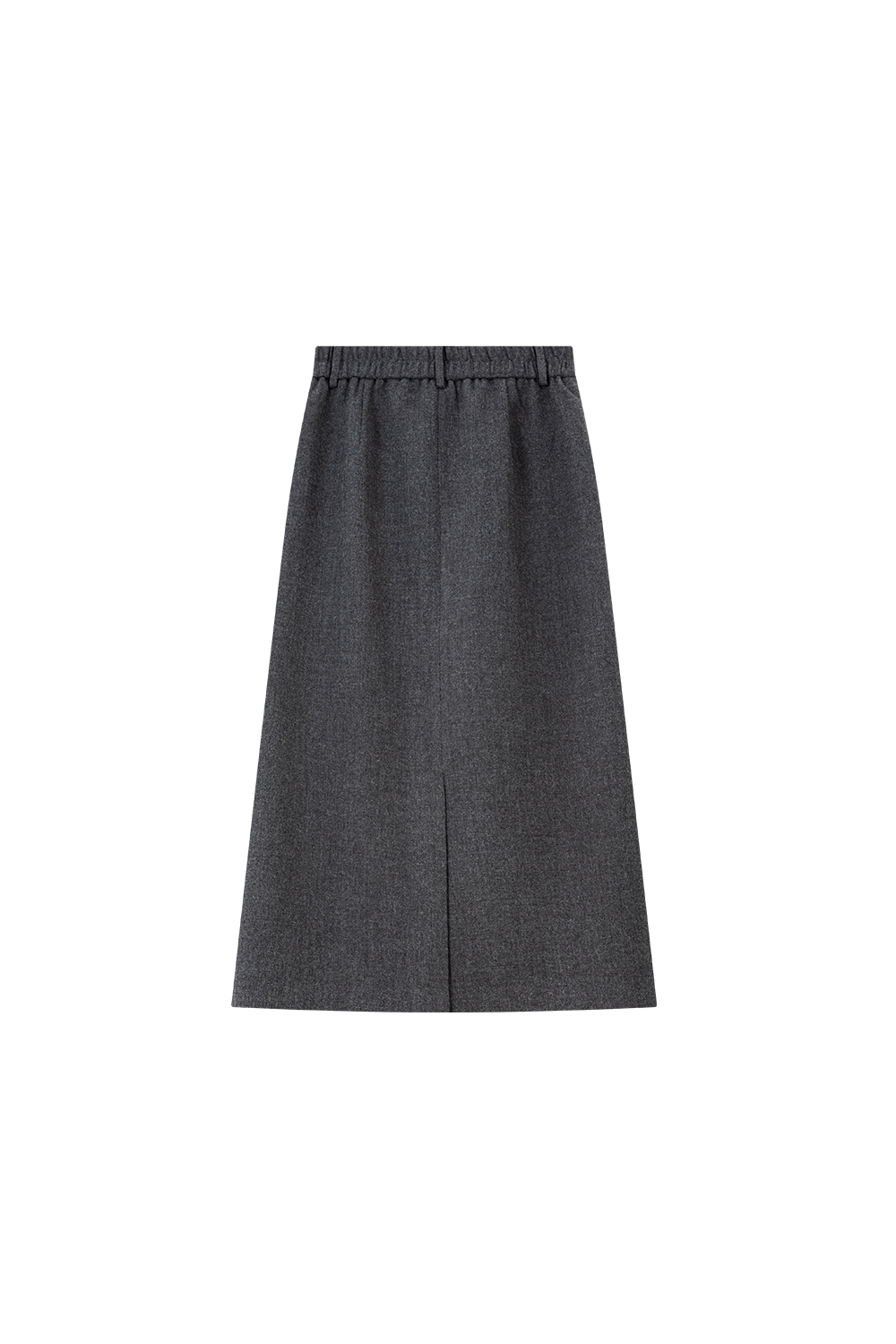 Grey Straight-Cut Midi Skirt