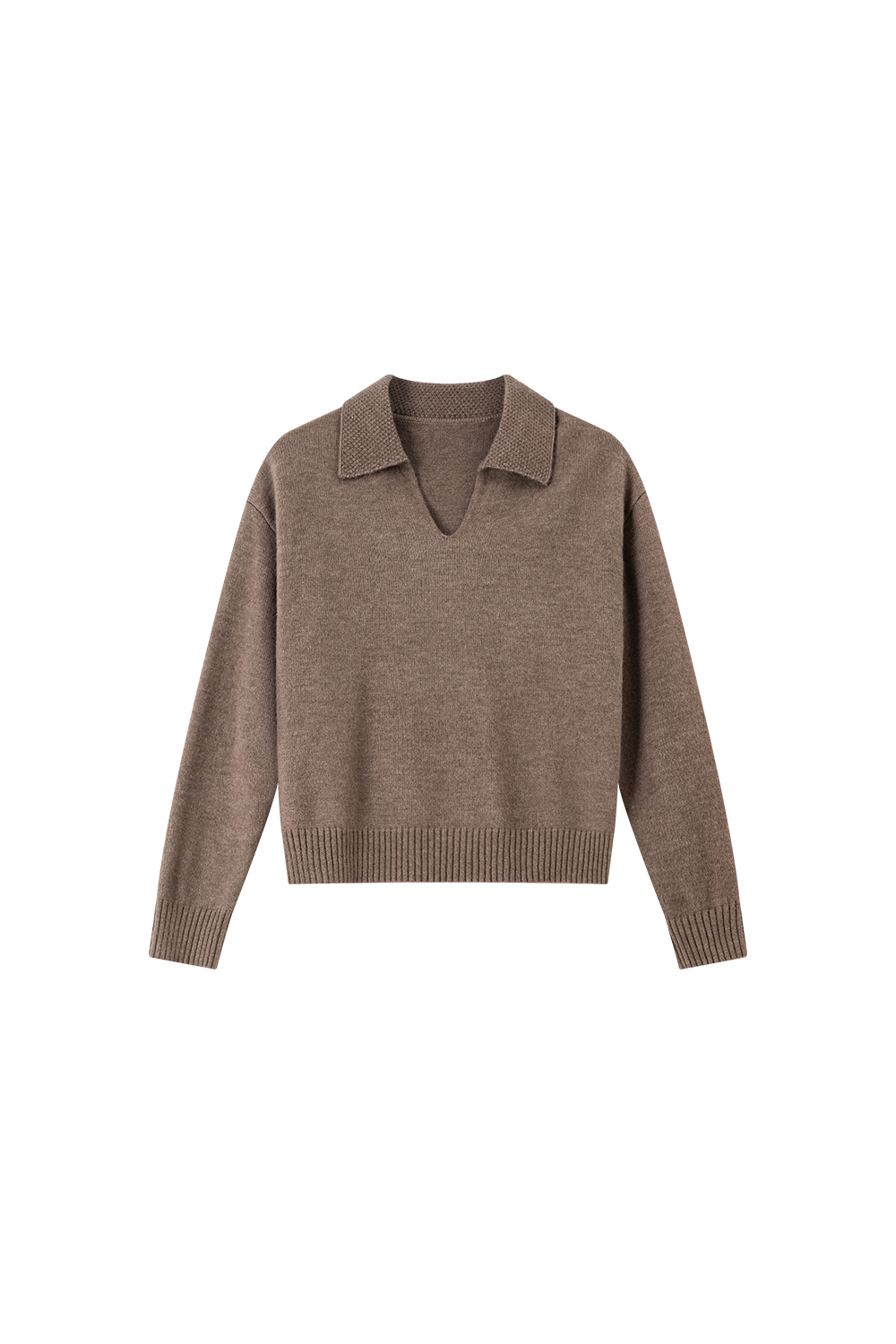 Brown Lapel Knit Set