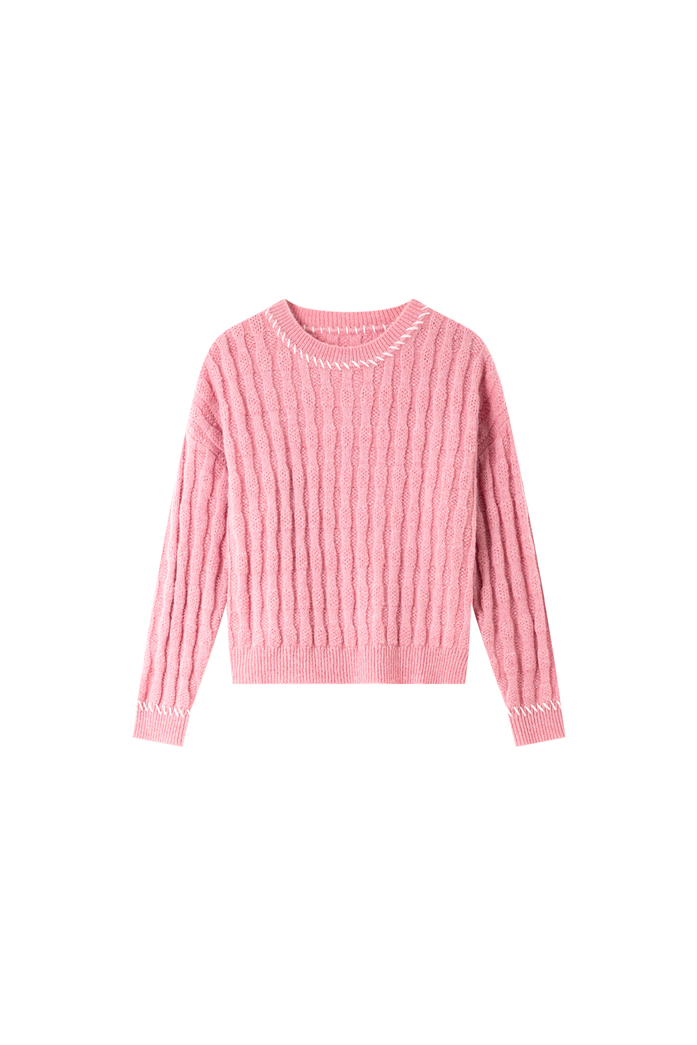 Pink Slouchy Cable-Knit Sweater