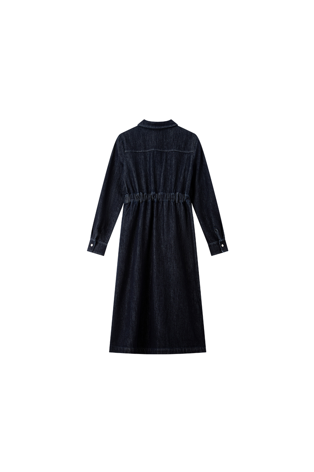 Blue Vintage Lapel Fleece-Lined Denim Dress