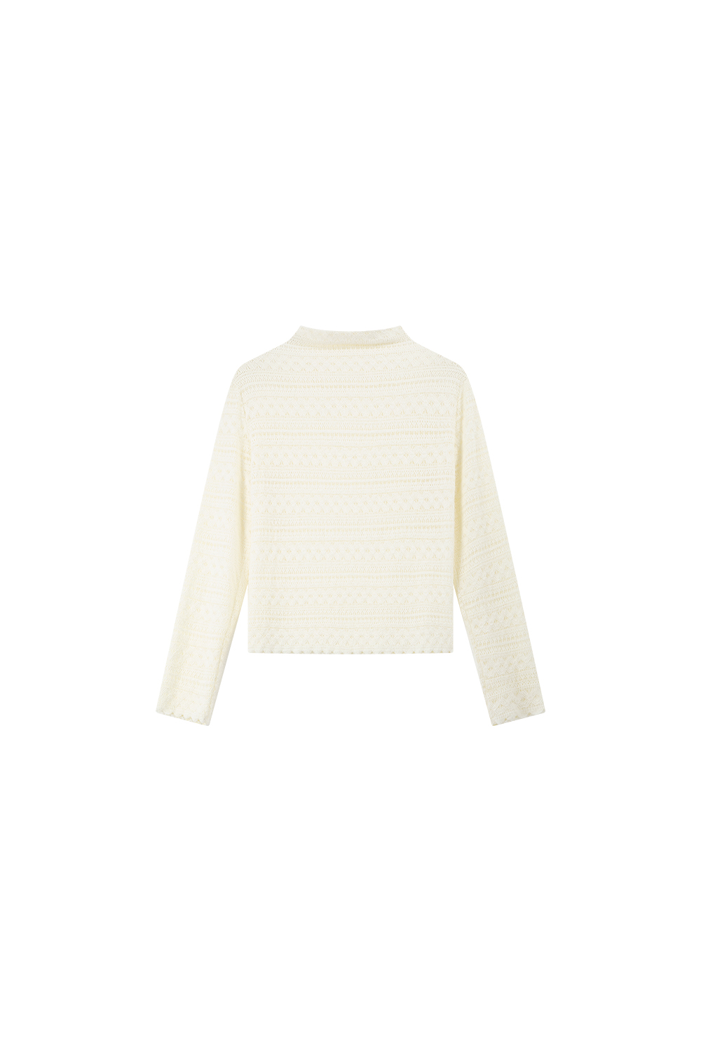 Apricot Turtleneck Lace Knitted T-Shirt