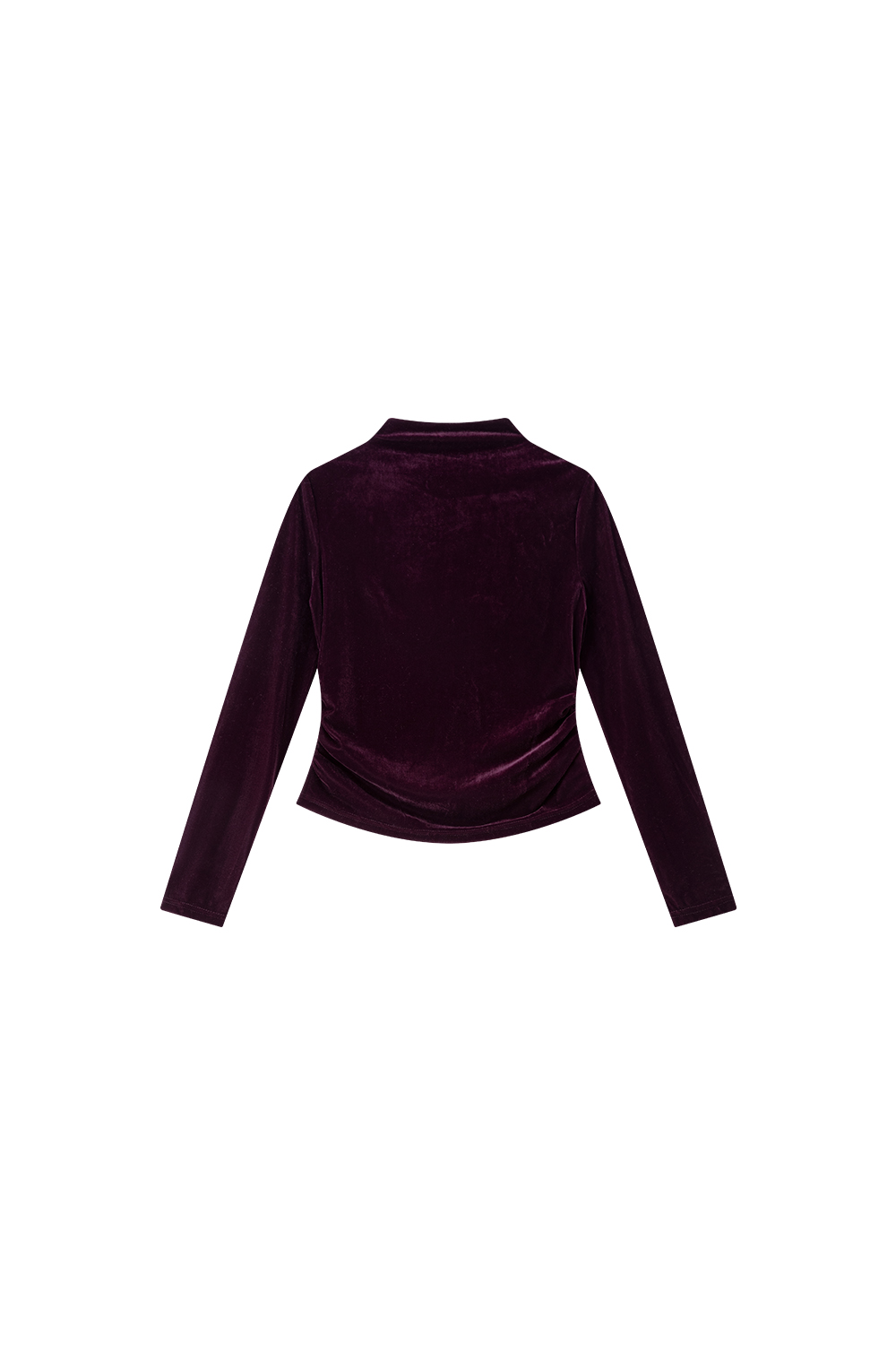 Red Mock Neck Velvet Long-Sleeve Top