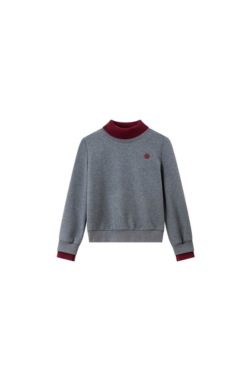 Color-Blocked Layered-Look Turtleneck Hoodie