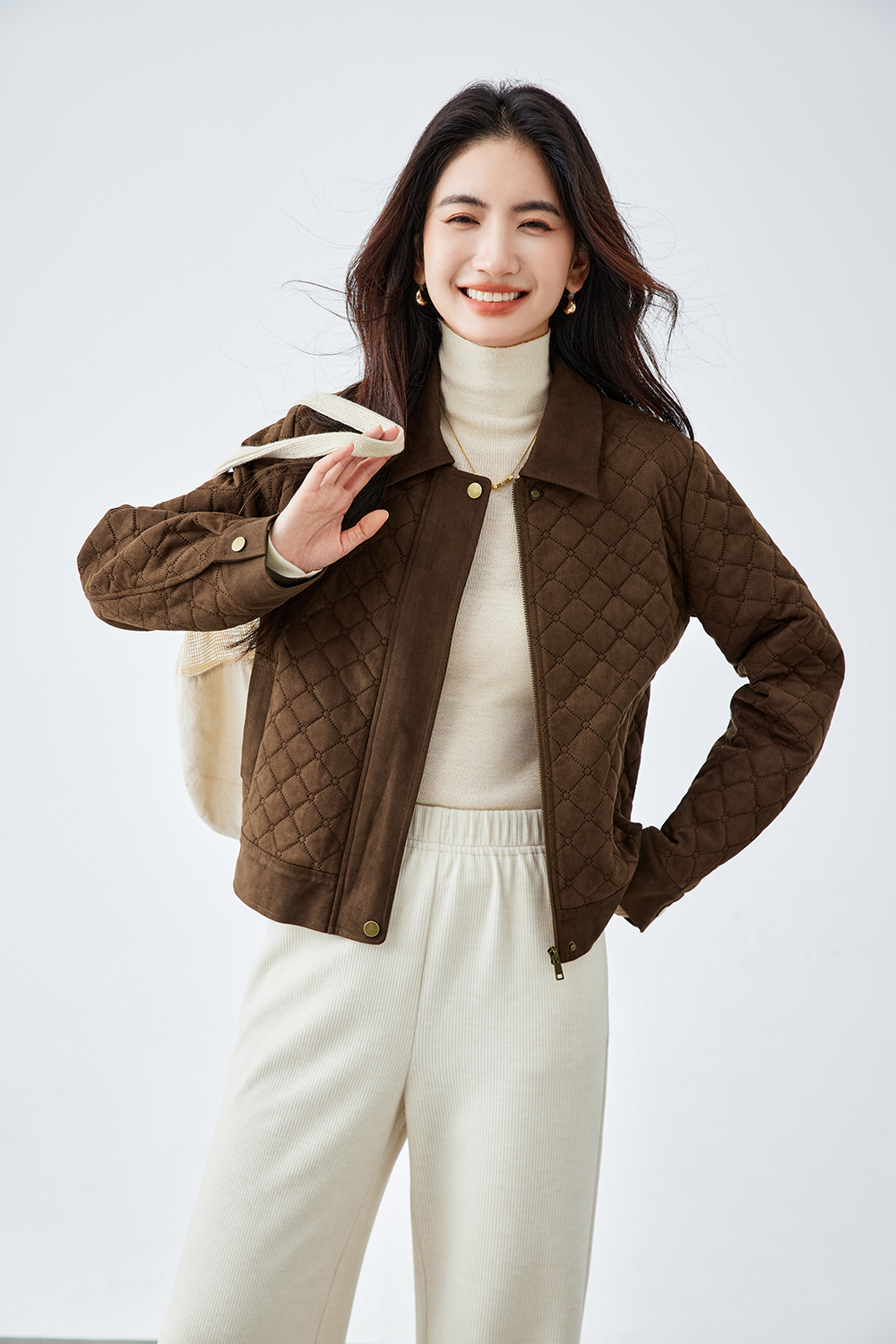 Diamond-Quilted Short Jacket