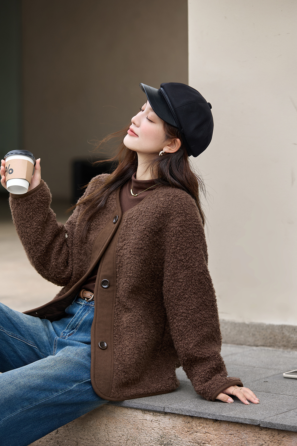 Coffee Brown Wool Blend Coat