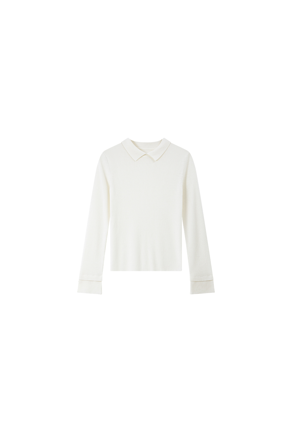 Turn - down collar long - sleeve knitted sweater