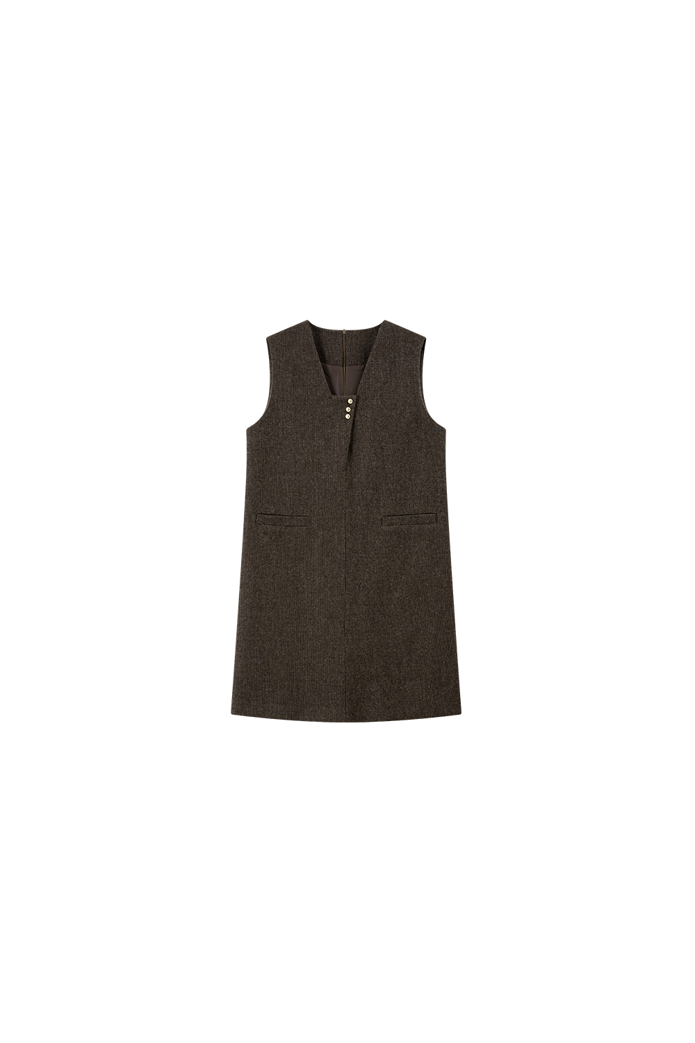 Floral Coffee - colored Sleeveless Woolen Vest Dress