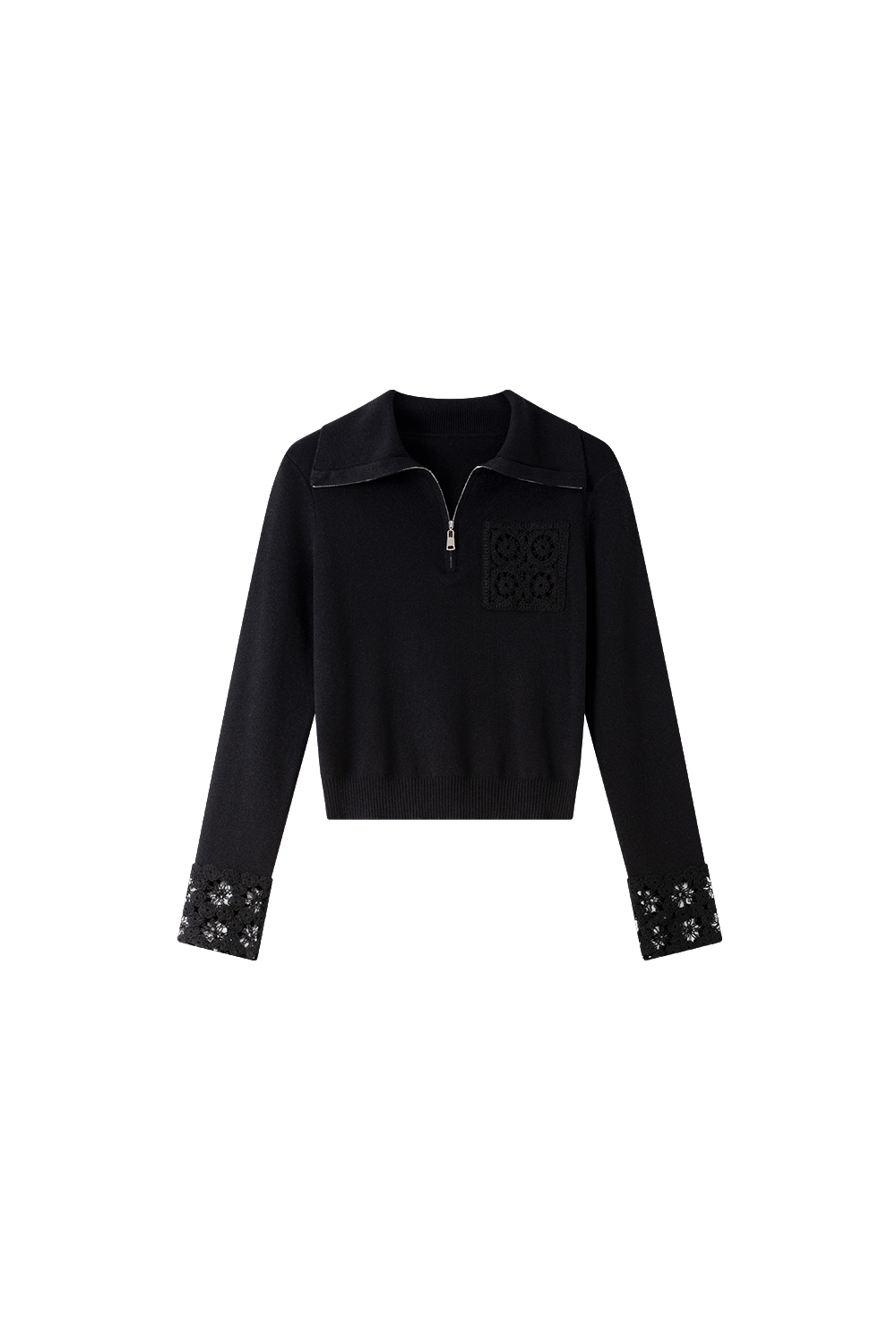 French openwork lace knit top-VIMLYSTORE