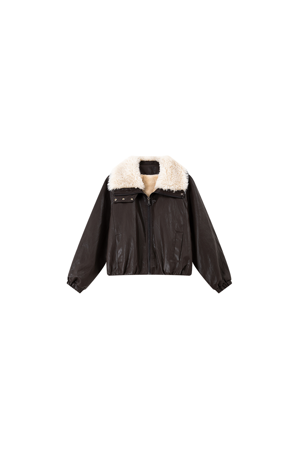 Fur - collared leather jacket