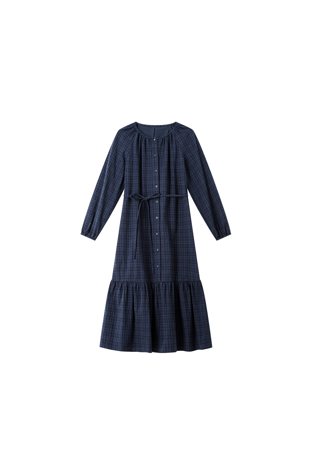 Blue Mori Check Slim Dress-VIMLYSTORE