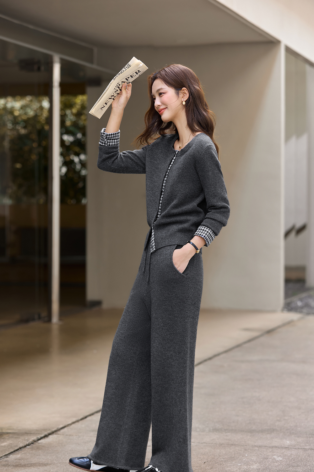 Checkered Patchwork Fake Two-piece