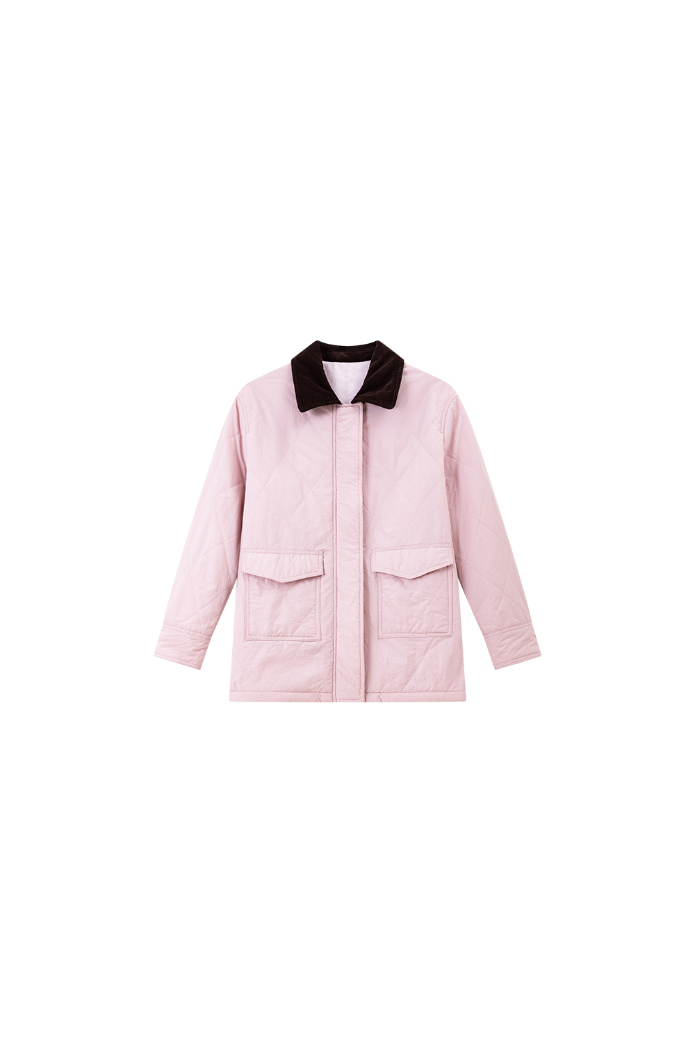 Pink lapel zipper cotton-padded jacket