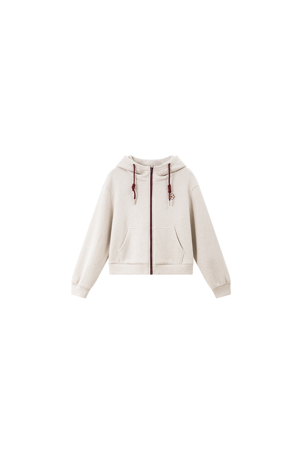 Apricot-red casual sports hoodie set