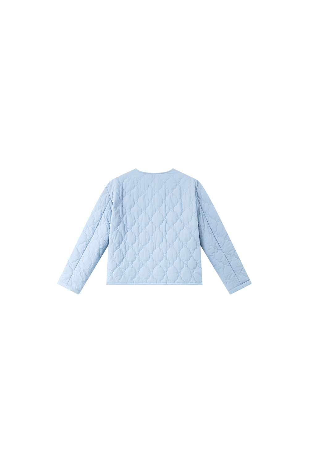 Blue crew neck short cotton-padded jacket