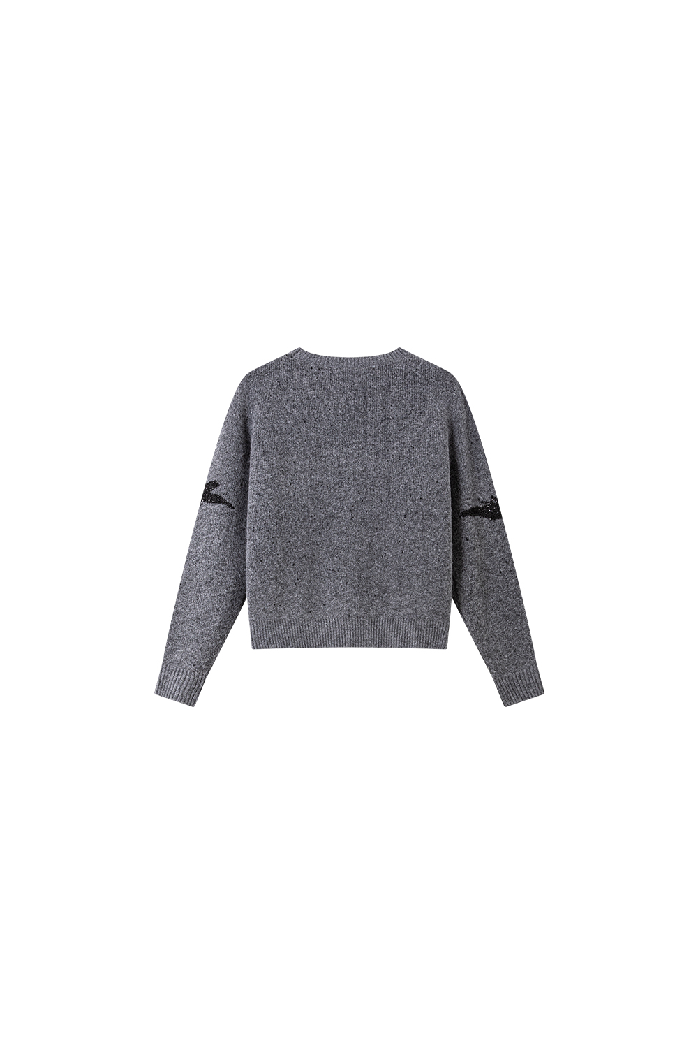 Butterfly jacquard crew neck sweater