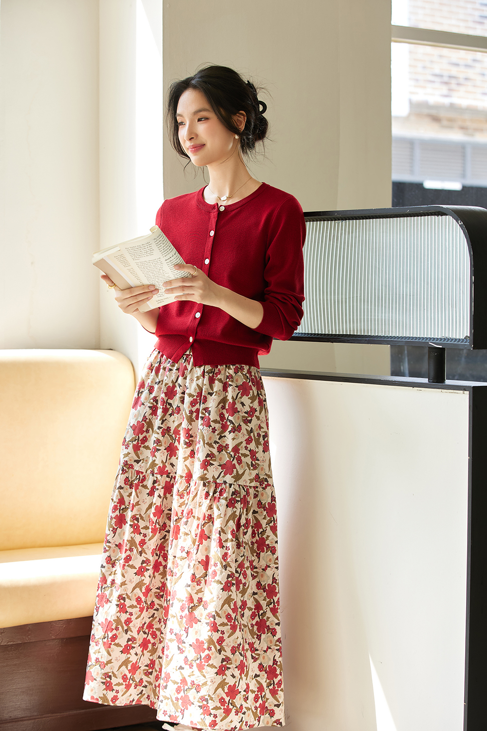 Vacation Knit Twin Set with Flowy Skirt-VIMLYSTORE