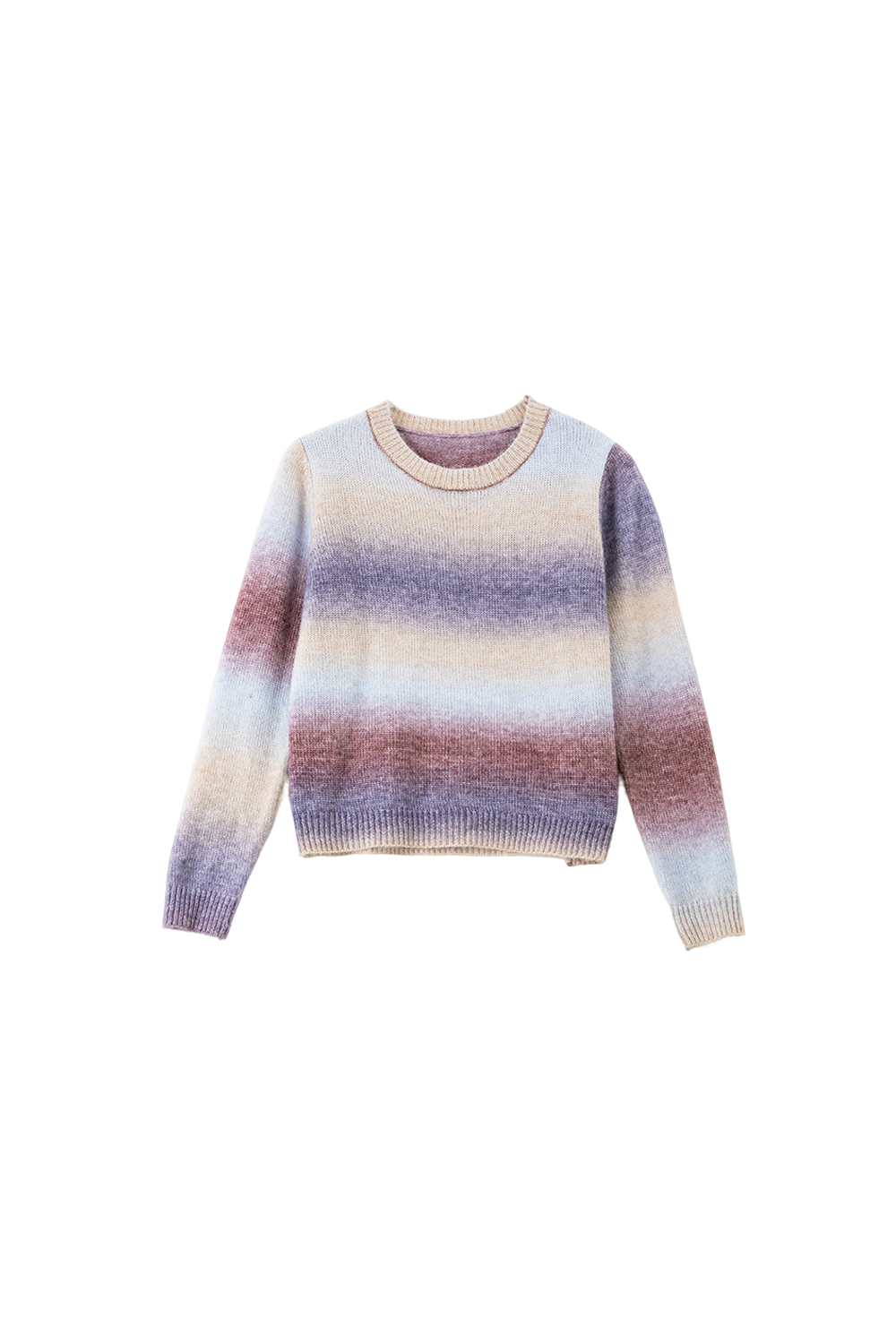 Gradient Color Round Neck Sweater Skirt Set-VIMLYSTORE