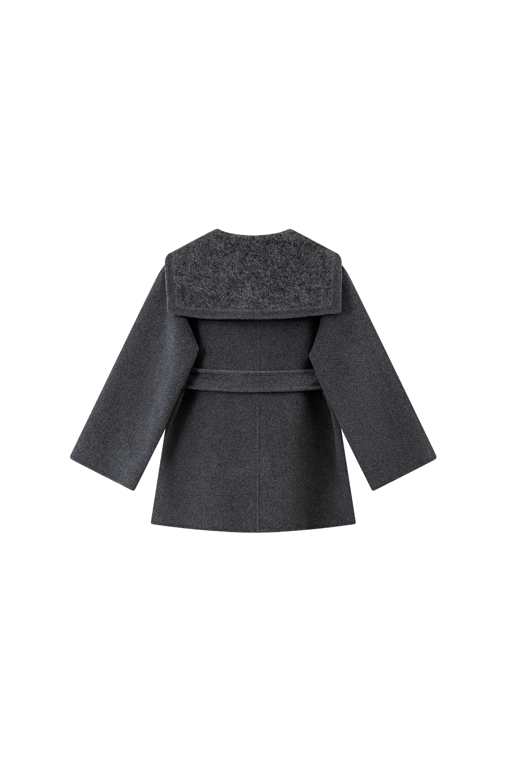 Sailor Collar Double-Faced Wool Loose Tie Wool Coat-VIMLYSTORE