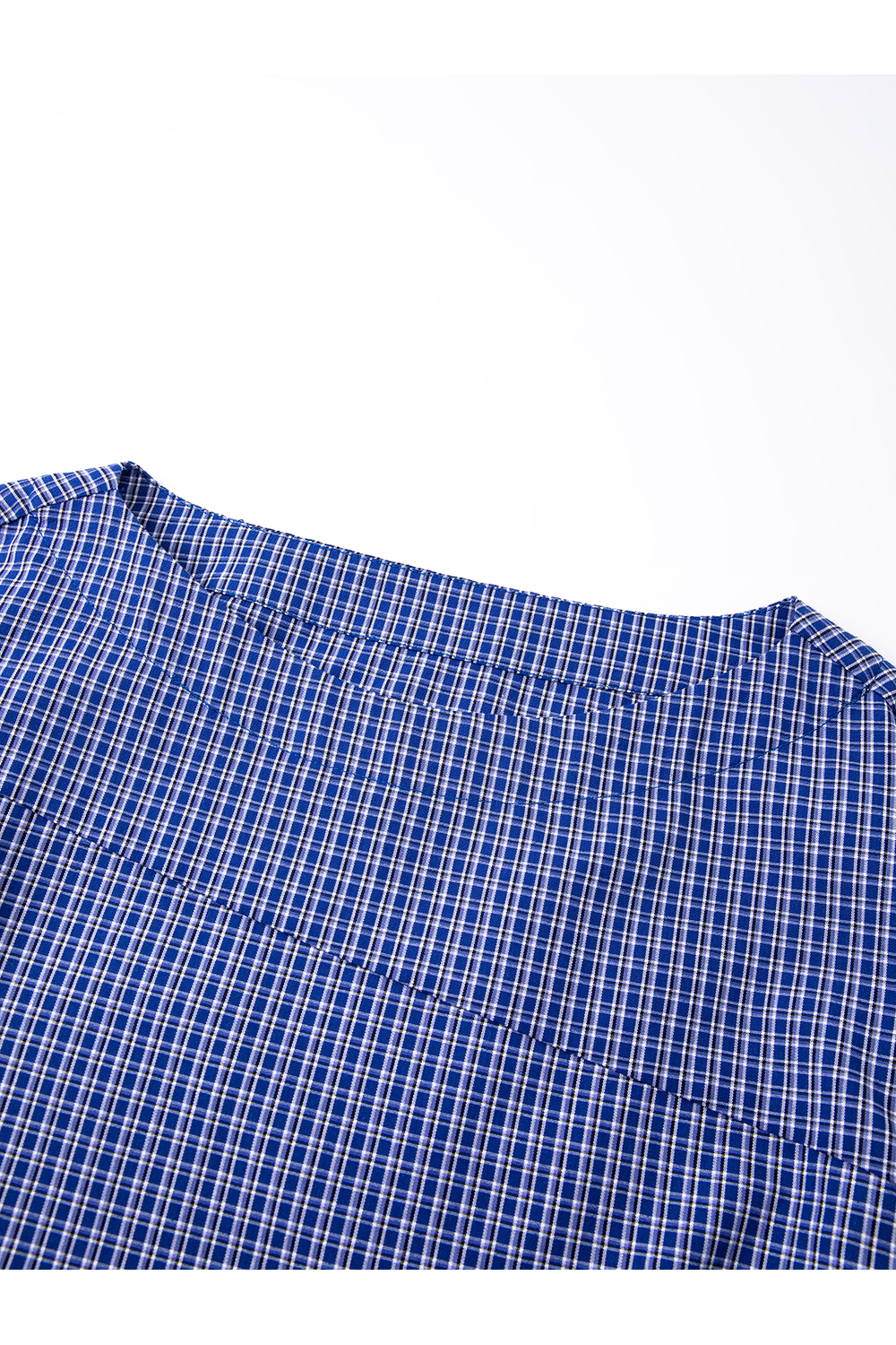 Boat Neck Plaid Waist Tie Slimming Long Sleeve Shirt-VIMLYSTORE